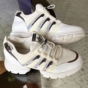 White and Silver Sneakers